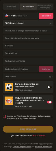 registro con celular Apuesta360