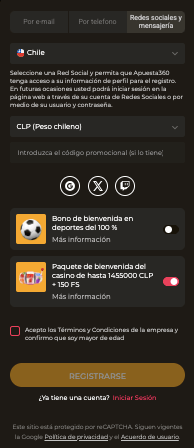 registro con redes sociales apuesta360