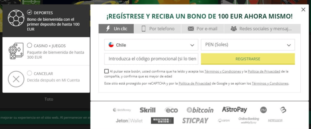 Regístrate y recibe un bono al depositar en Betwinner Casino