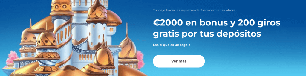 Aprovecha el bono de 1 890 000 CLP y 200 Giros Gratis en Tsars Casino