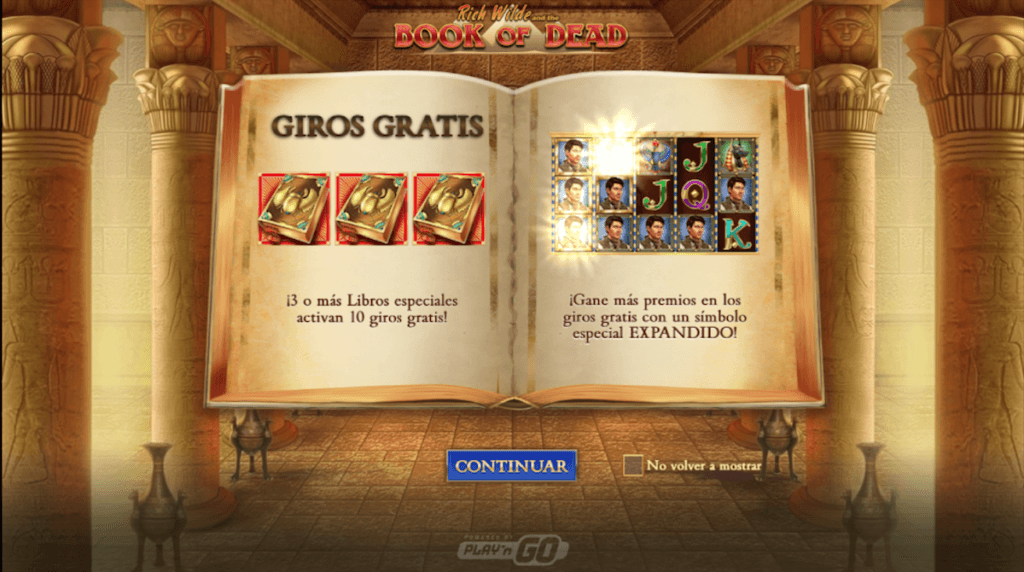 Giros gratis de Book of Dead