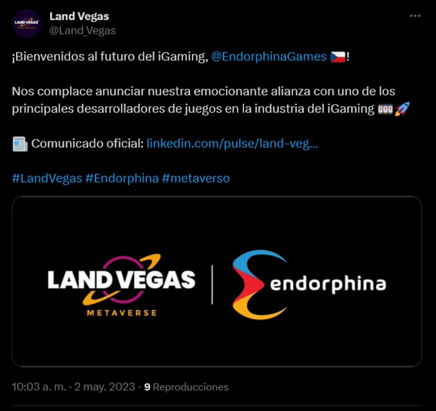 Post de acuerdo entre Land Vegas y Endorphona