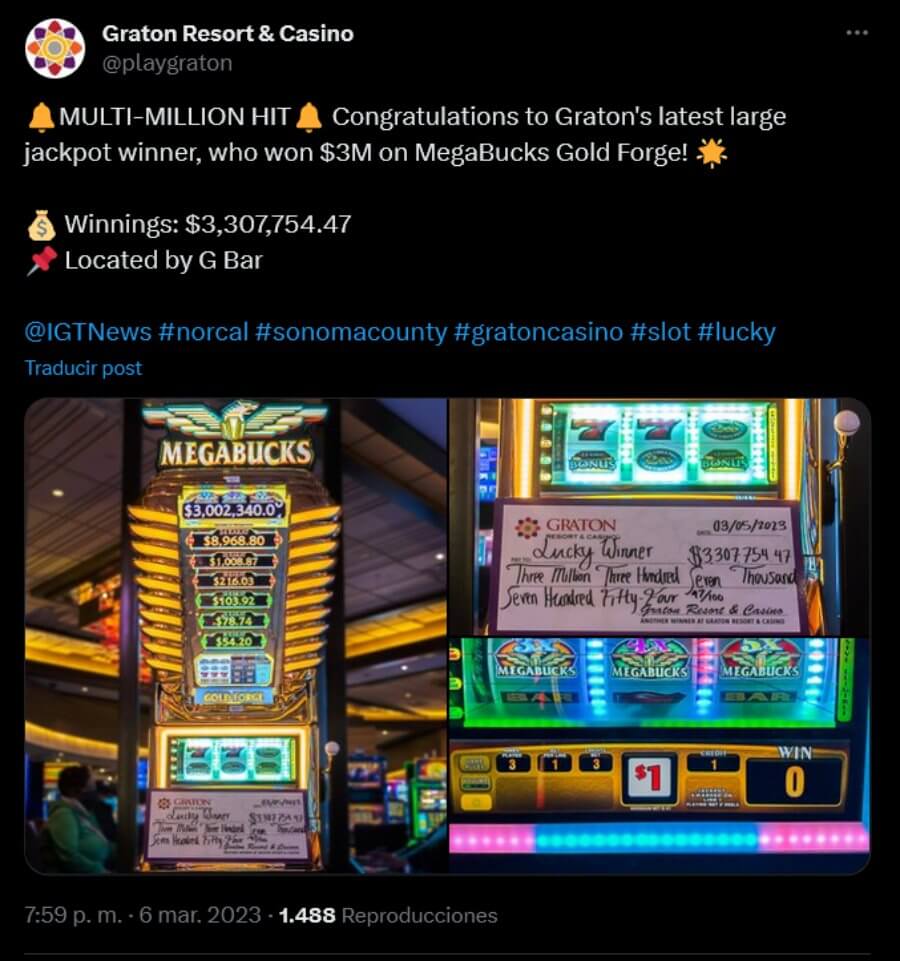 Captura de X de premio de jackpot de MegaBucks Gold Forge