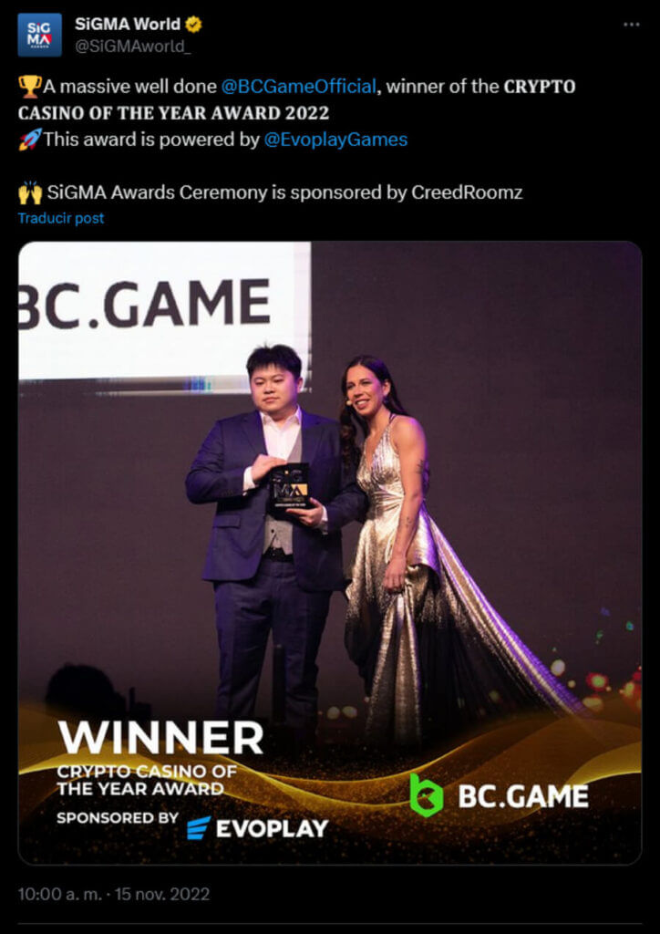 Premios SIGMA a BC Game