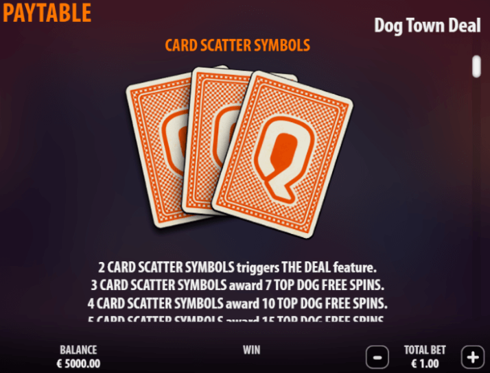 Cartas bonificadas de Tragamonedas Dog Town Deal de Quickspin