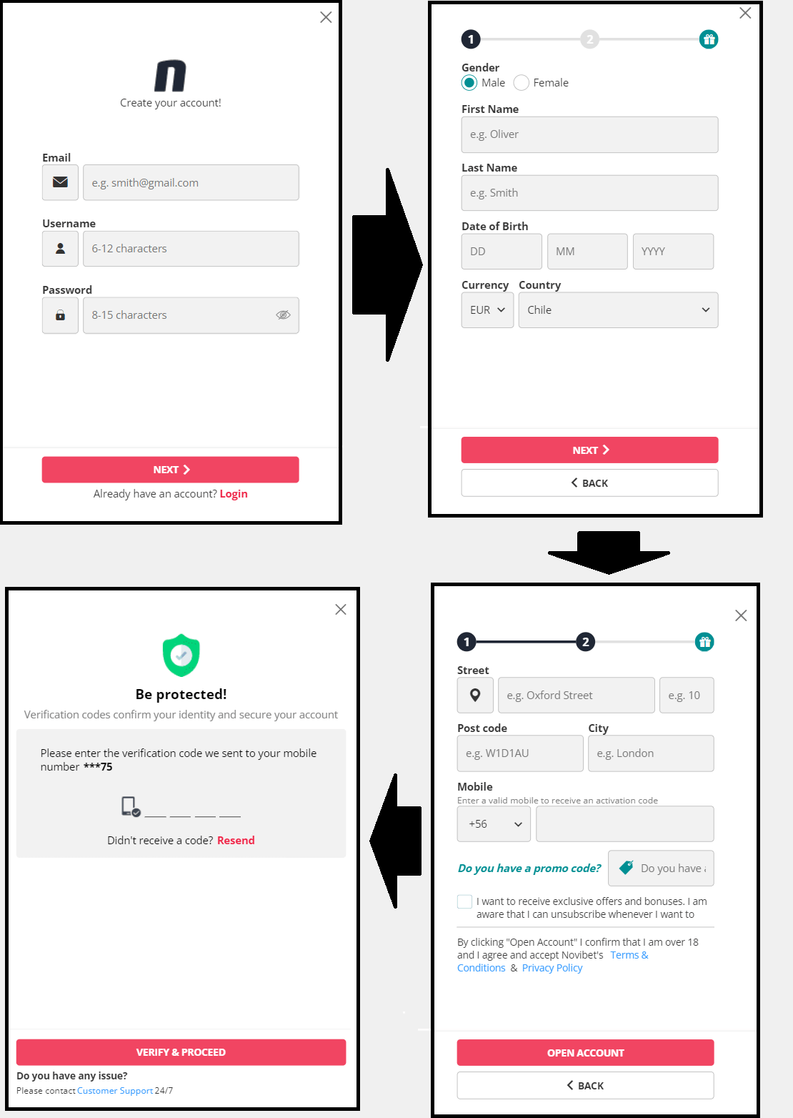 Como registrarse en el casino Novibet