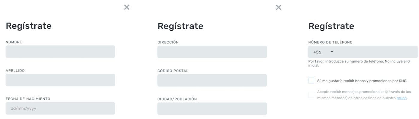 Página de registro de Casilandio Casino Chile y sus pasos