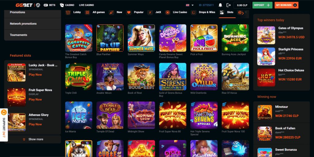 Estos son los juegos de gg.bet casino