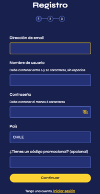 formulario de registro de MrRun