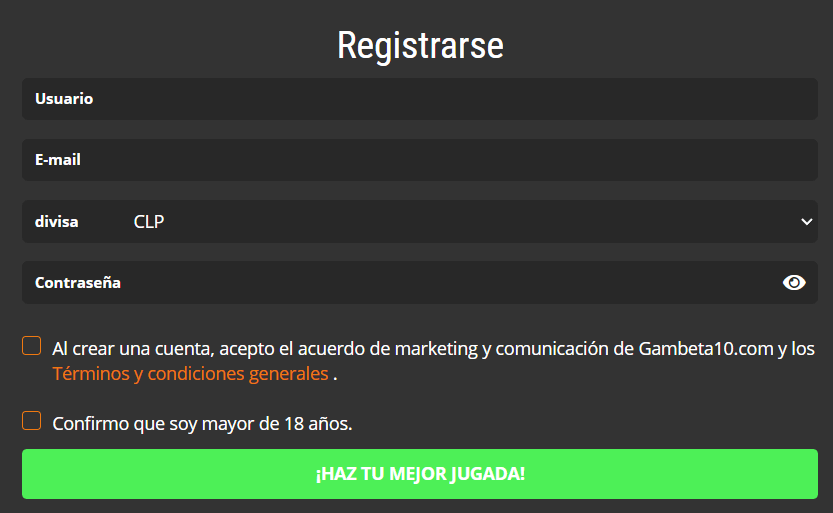 1er paso para registrarse en Gambeta10