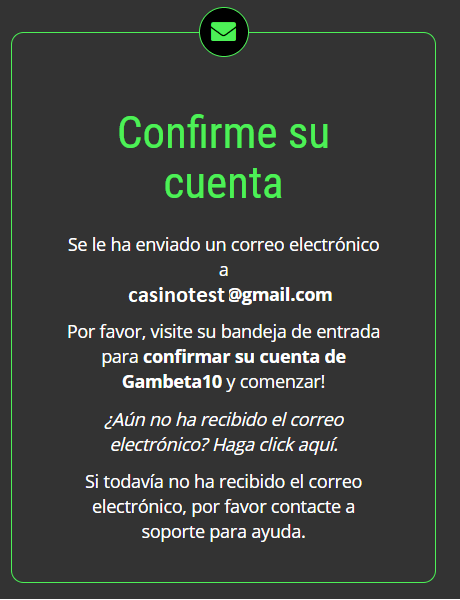 2do paso para registrarse en Gambeta10