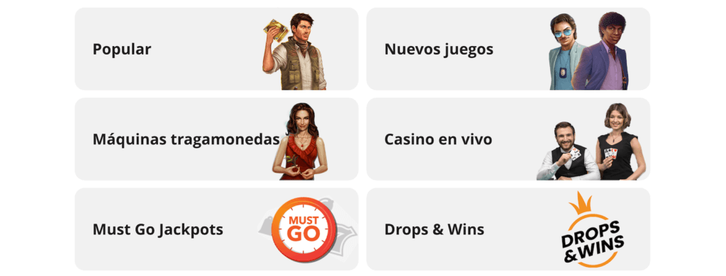 Este es el catálogo de juegos de Casigo Casino Chile