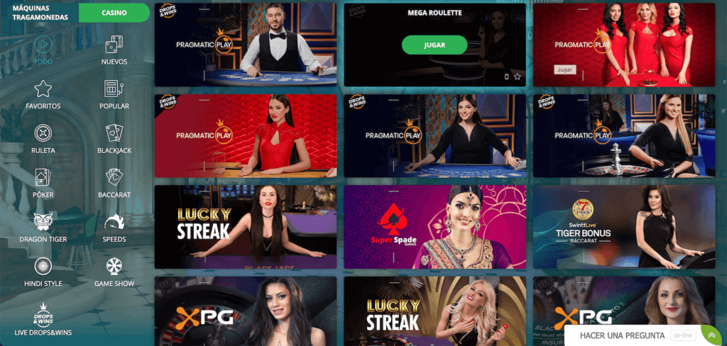 22Bet posee diferentes juegos de casino en vivo