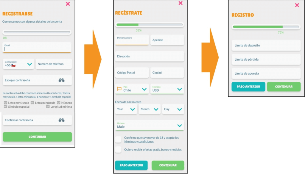 Pasos para registrarse en Cashmio Casino Chile