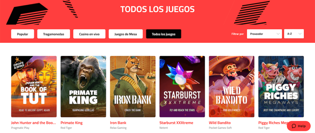 Catálogo de juegos Ultra Casino