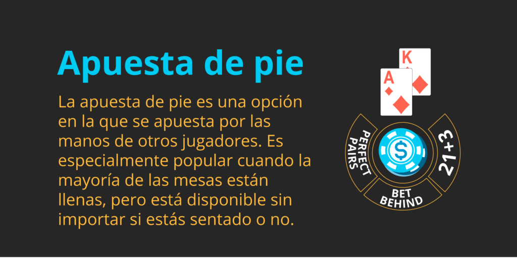 Así es la apuesta de pie (bet behind) en blackjack