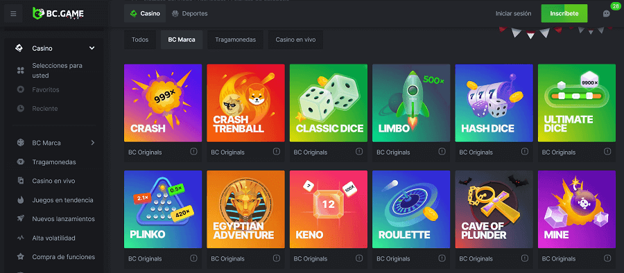 juegos exclusivos de bc game criptocasino