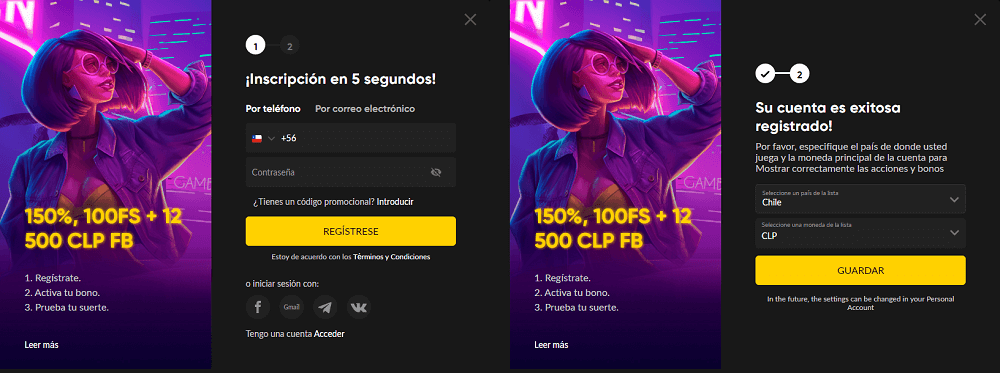 pestañas de registro en betboom casino
