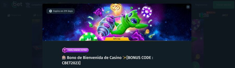 Bono de bienvenida CBet.gg casino 100 % del primer depósito hasta 350 000 CLP