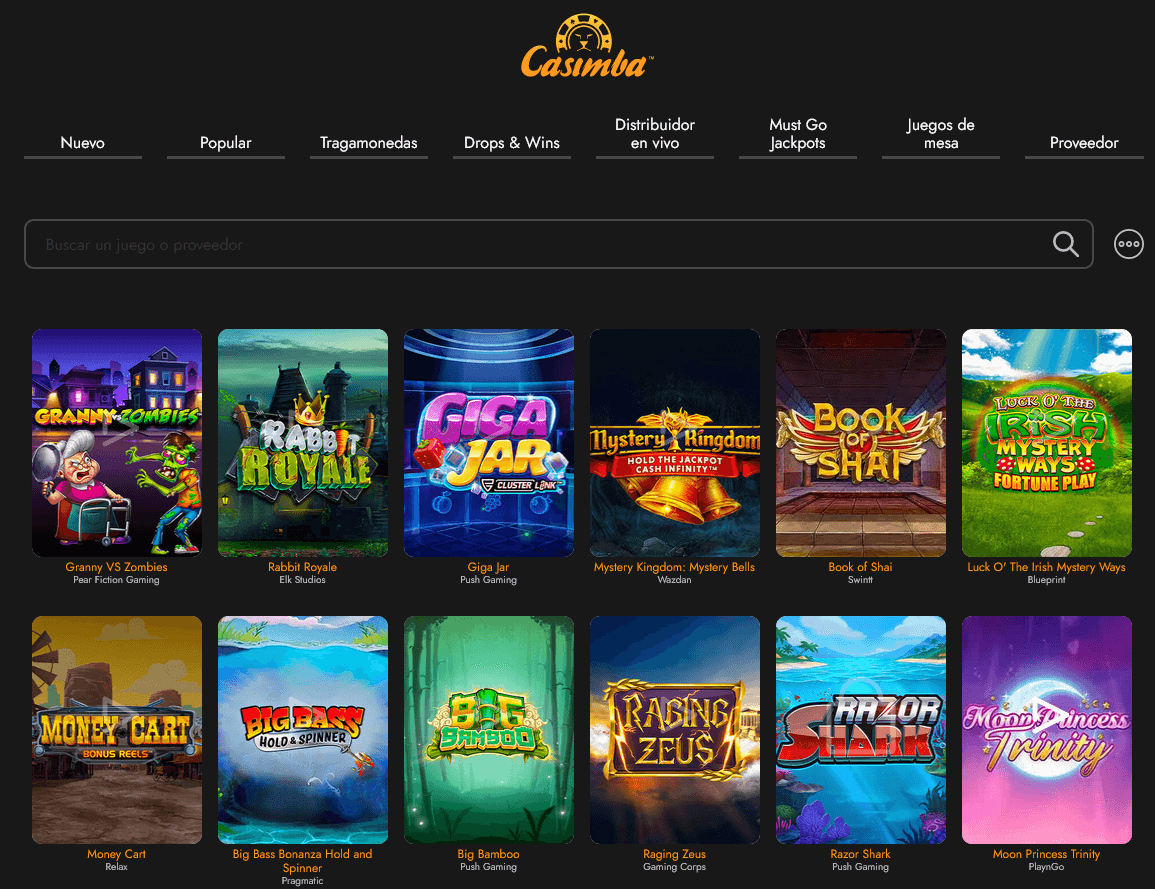 Juegos del casino Casimba