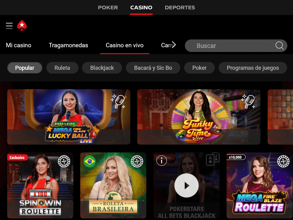 casino en vivo de PokerStars