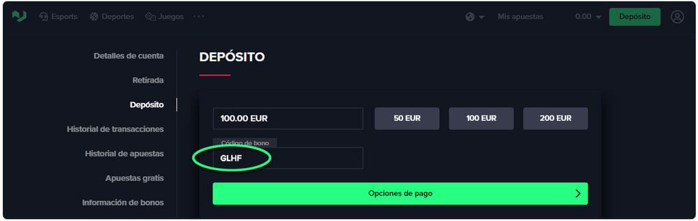 usa el codiho GLHF para jugar en luckbox