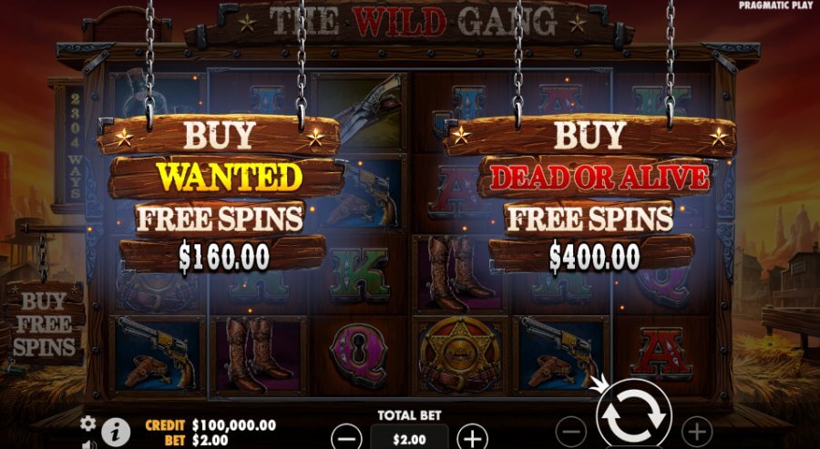 Función de compra de bono en The Wild Gang