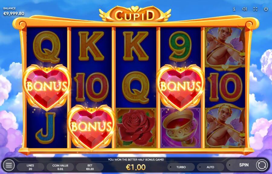 Bonus en Cupid tragamonedas para jugar en San Valentín