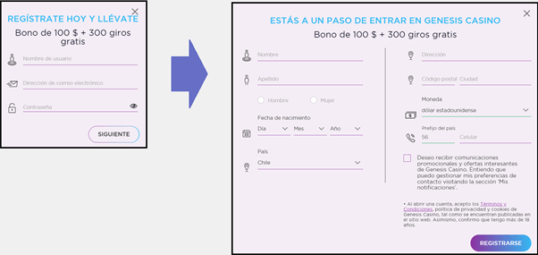 Método de registro en Genesis Casino