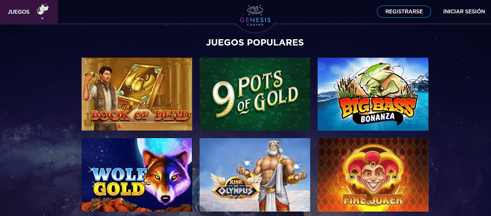 seccion de juegos de genesis casino