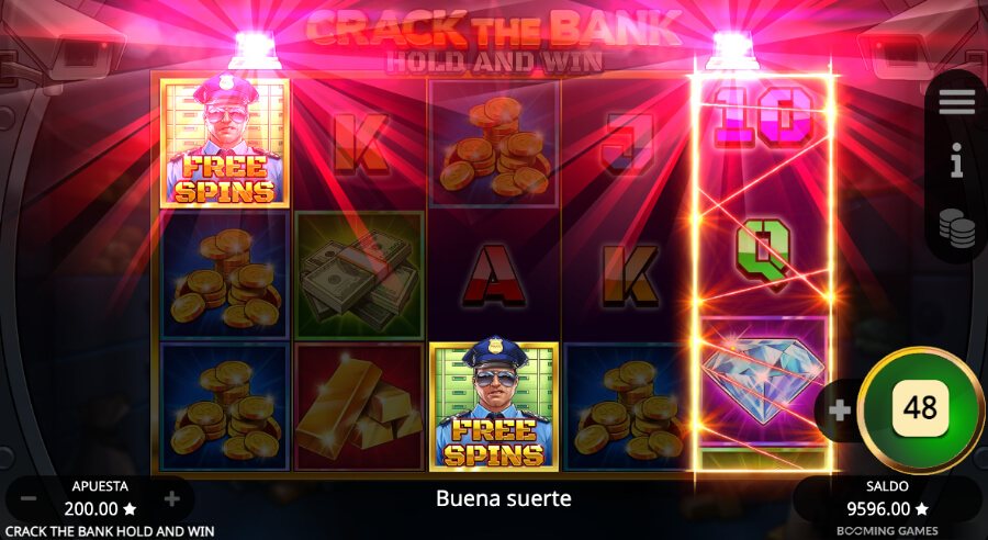 Policia como scatter para activar ronda de giros gratis en Crack the Bank Hold and Win