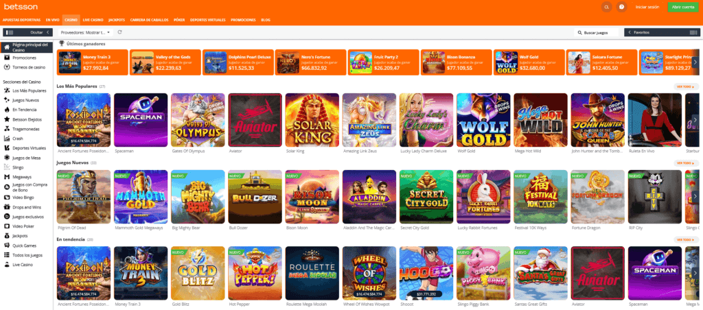 seccion de juegos de betsson
