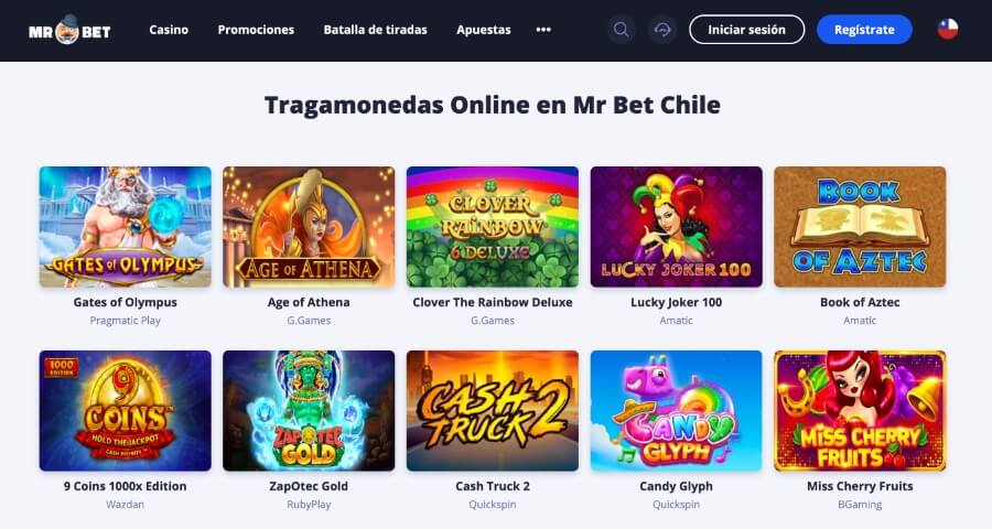 Tragamonedas disponibles en Mr Bet Chile