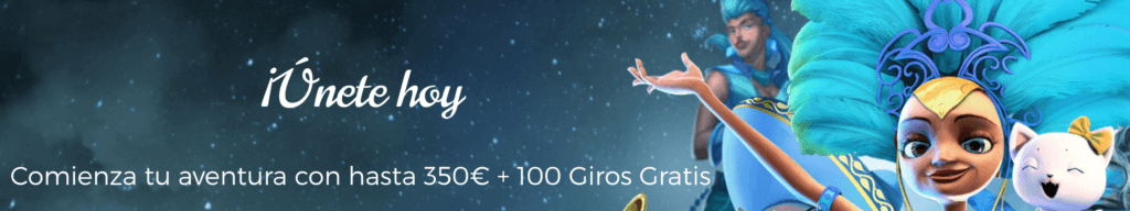 Banner de Únete hoy y comienza tu aventura con hasta 350 euros y 100 Giros Gratis en Casino Estrella