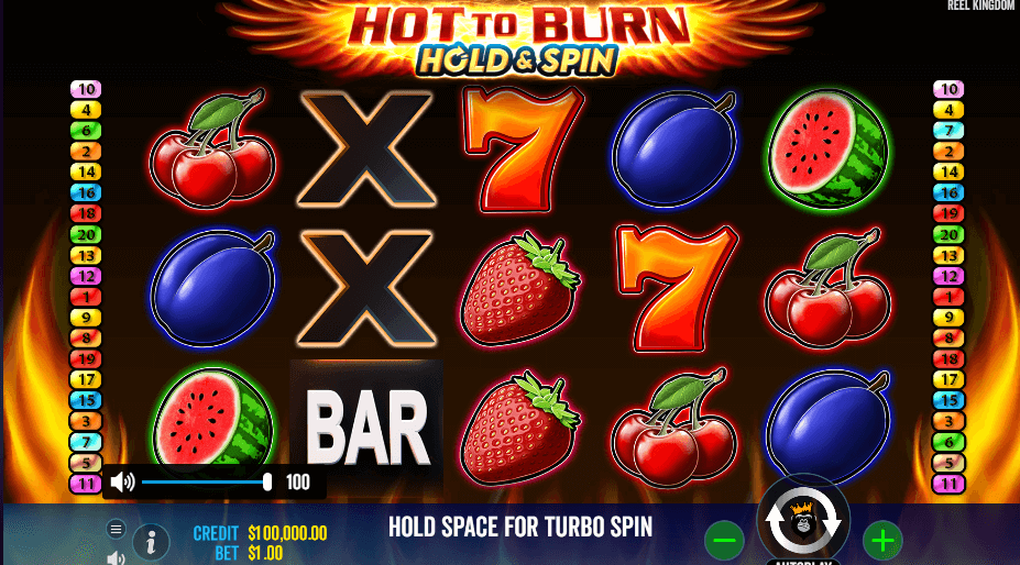 partida en Hot to Burn Hold & Spin