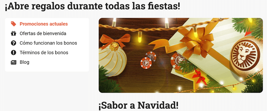 promocion de navidad de leovegas calendario