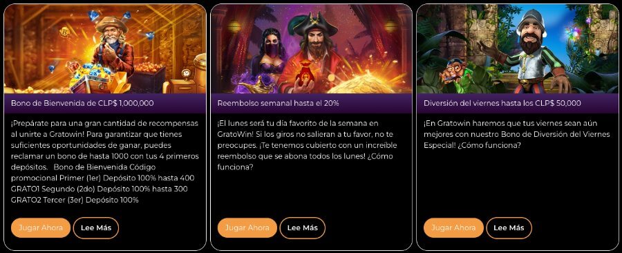 Ofertas y promociones disponibles en GratoWin casino Chile
