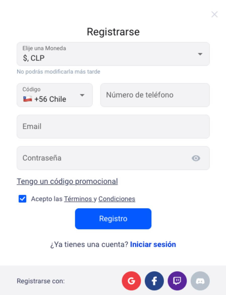 Registro cyber bet casino chile