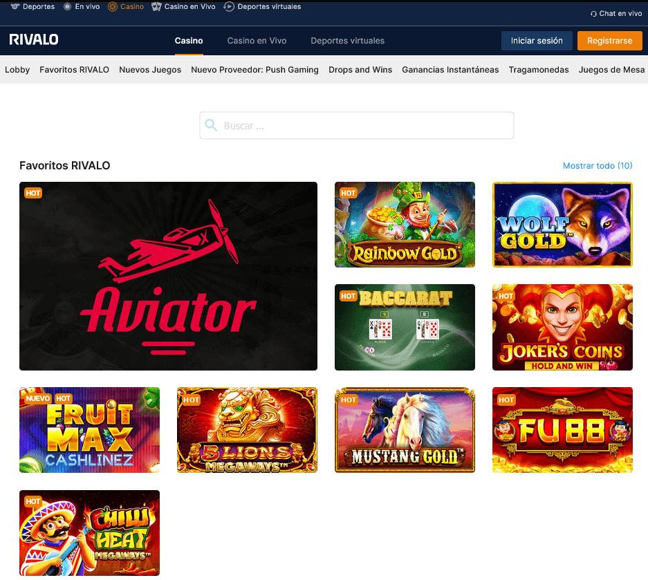 juegos de casino en Rivalo