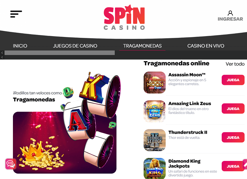 Catálogo de juegos de Spin Casino