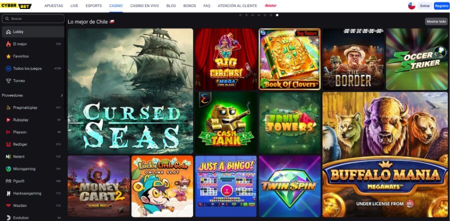 Selección de juegos casino cyber bet chile