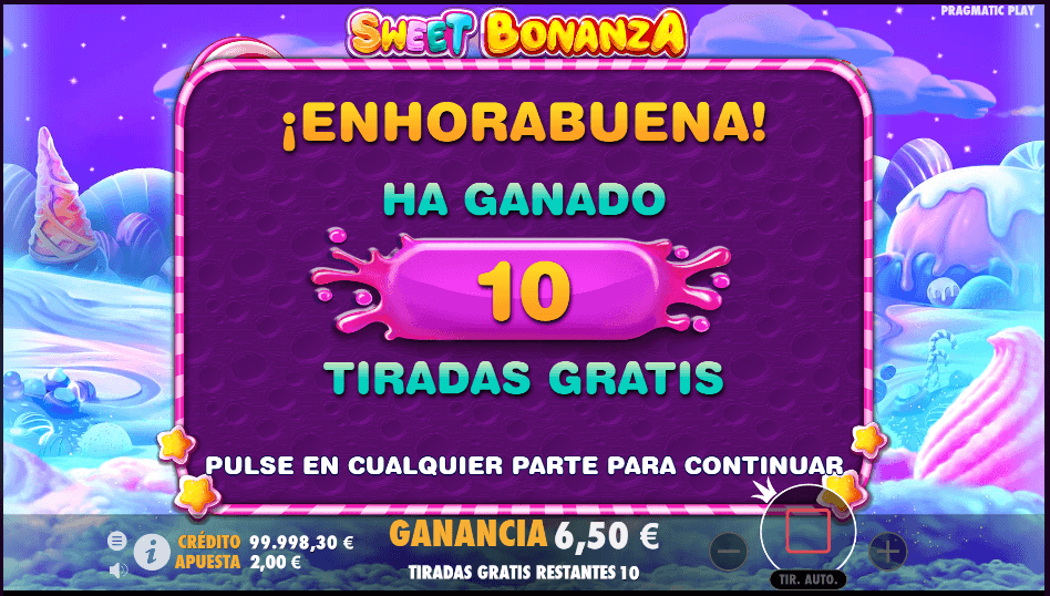 Tiradas gratis de tragamonedas Sweet Bonanza