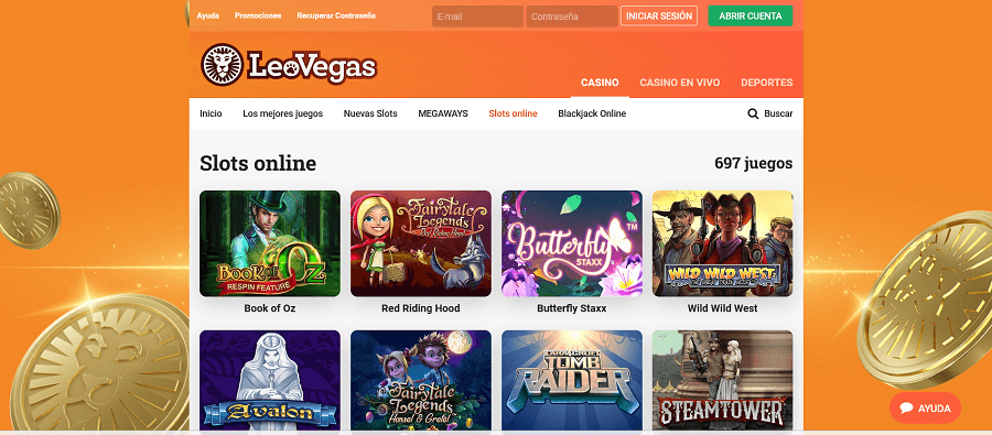 seccion de tragamonedas de leovegas
