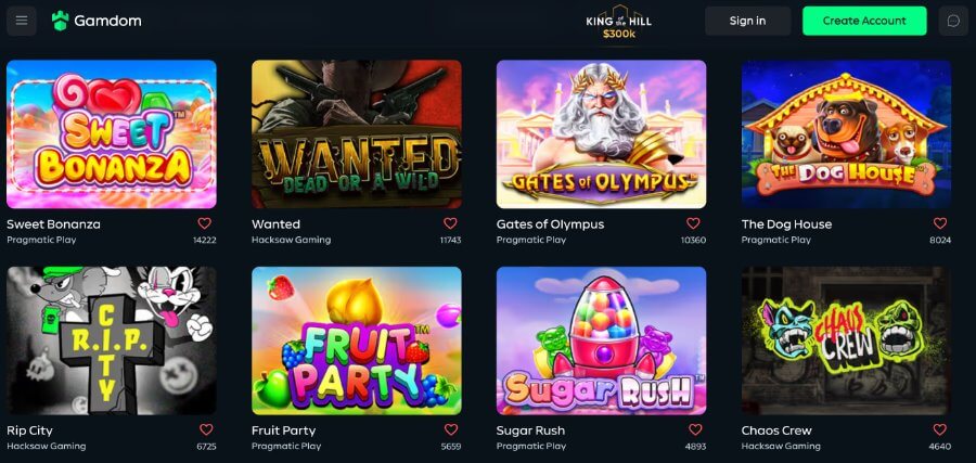 Tragamonedas disponibles en Gamdom casino