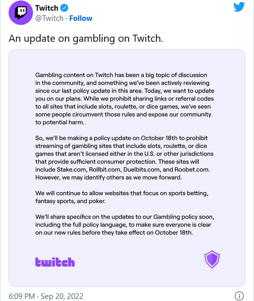 twitch prohibe streams de sitios y juegos de apuestas