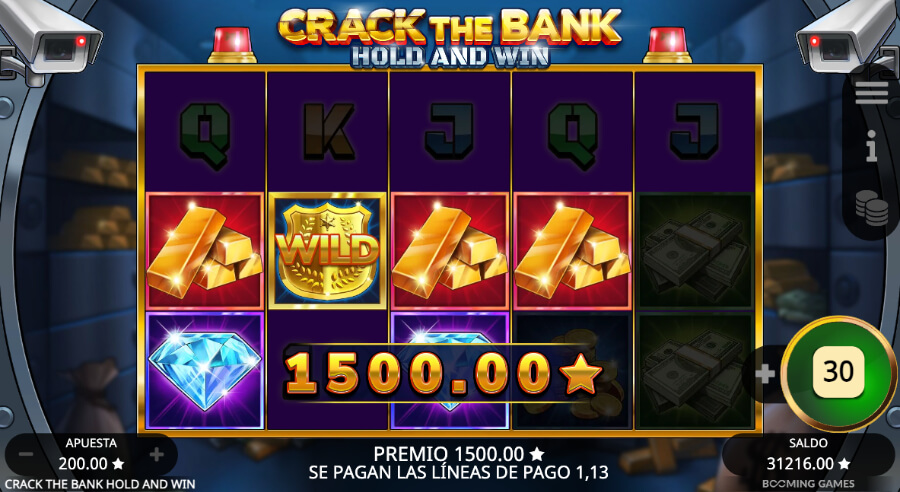 Placa de policia como Wild en Crack the bank hold and win